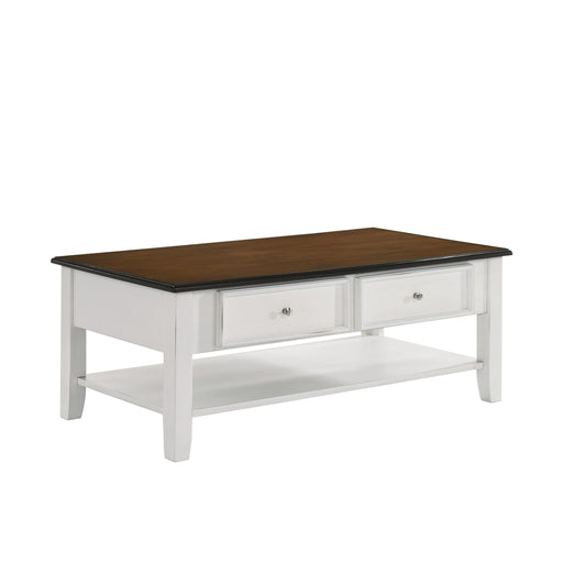 EVANDER COFFEE TABLE WITH DRAWER-TWO TONE CREME/BROWN image