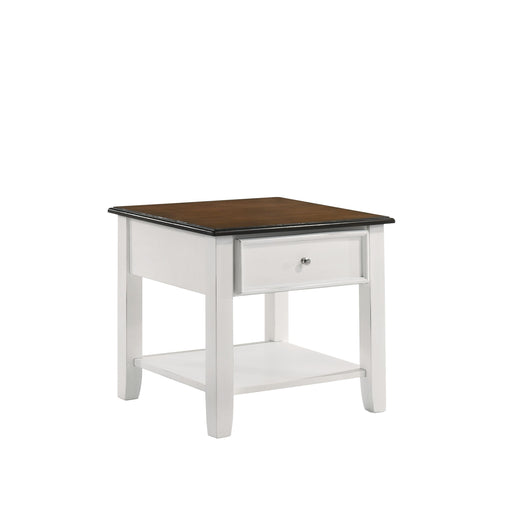 EVANDER END TABLE WITH DRAWER-TWO TONE CREME/BROWN image