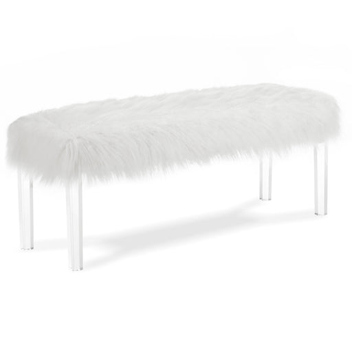 MARILYN UPHOLSTERED WHITE GLAM FAUX FUR BENCH image