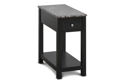 NOAH END TABLE WITH DRAWER-BLACK W/ FAUX MARBLE TOP image