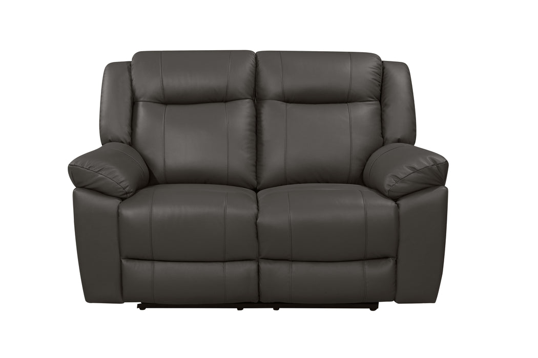 TAGGART LEATHER LOVESEAT W/ DUAL RECLINERS-GRAY