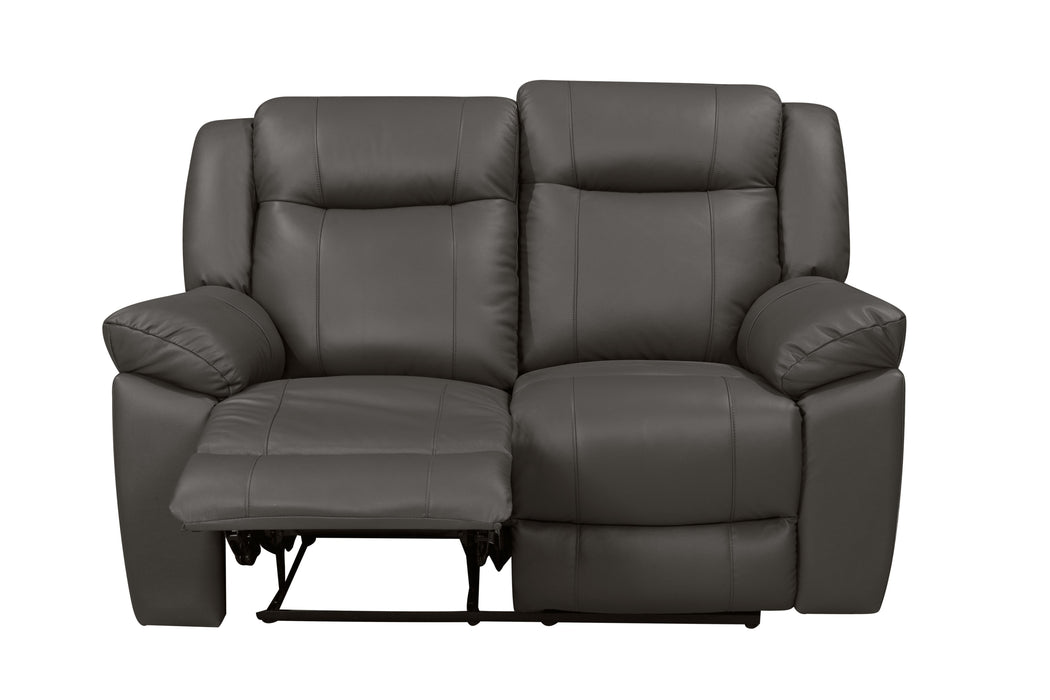 TAGGART LEATHER LOVESEAT W/ DUAL RECLINERS-GRAY