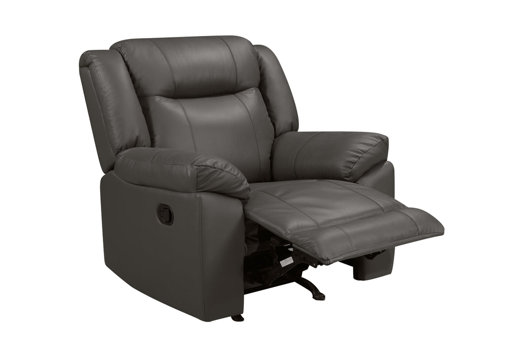 TAGGART LEATHER ROCKER RECLINER-GRAY