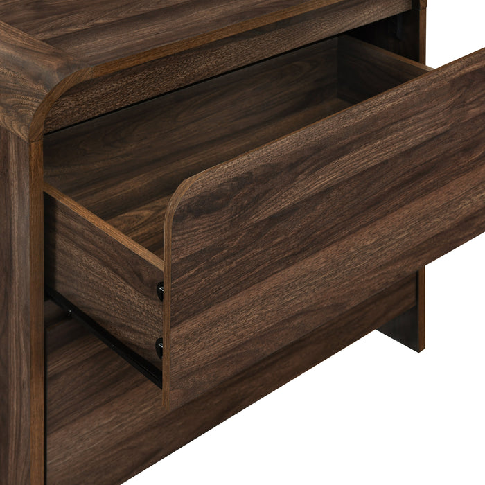 Mara Two Drawer End Table / Bedside Table-Walnut