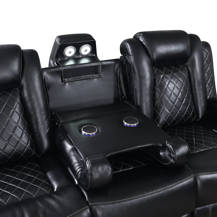 Orion Ii Sofa W/Dual Recliner-Black