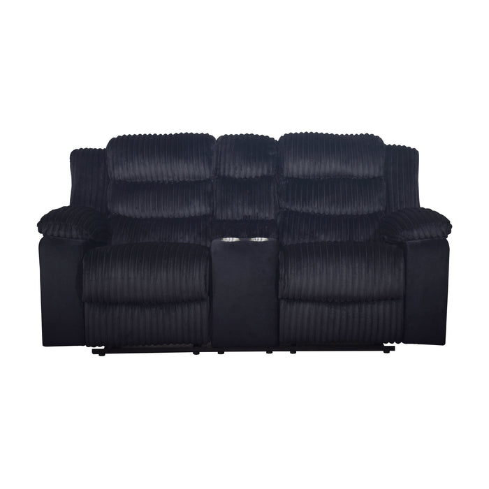 Willow Console Loveseat W/ Dual Recliners-Black