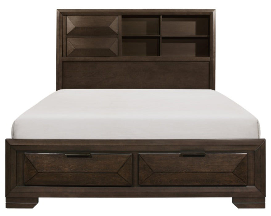 Homelegance Chesky King Bookcase Bed with Footboard Storage in Warm Espresso 1753K-1EK* image