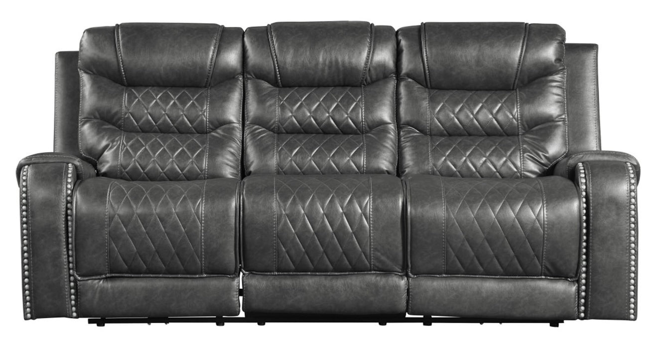 Homelegance Furniture Putnam Power Double Reclining Sofa with Drop-Down in Gray 9405GY-3PW image