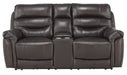 Homelegance Furniture Lance Power Double Reclining Loveseat with Power Headrests in Brown 9527BRW-2PWH image