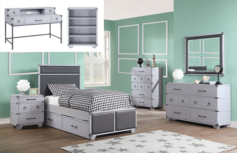 Orchest Gray PU & Gray Twin Bed image