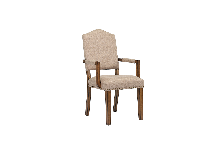 Maurice Khaki Linen & Antique Oak Arm Chair image