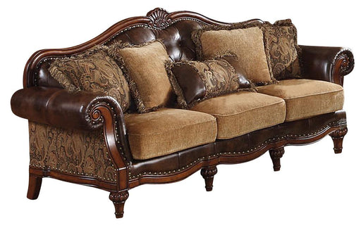 Acme Dreena Traditional Bonded Leather and Chenille Sofa 05495 image