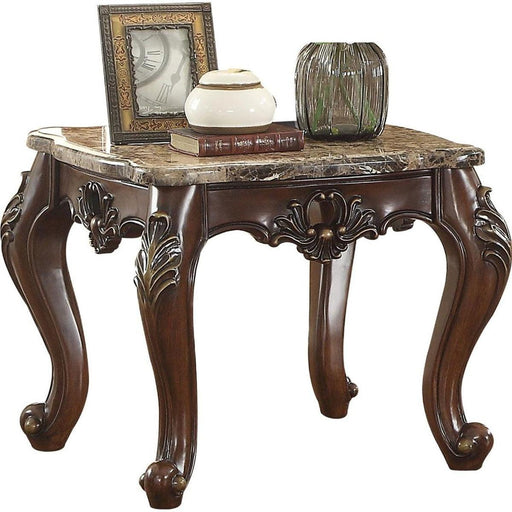 Acme Furniture Devayne End Table in Marble/Dark Walnut 81687 image