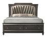 Acme Furniture Kaitlyn LED Headboard Queen Storage Bed in Metallic Gray 27280Q image