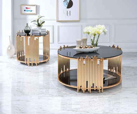 Acme Furniture Tanquin End Table in Gold/Black 84492 image