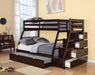 Acme Jason Twin over Full Bunk Bed with Storage Ladder and Trundle in Espresso 37015 image