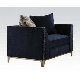 Acme Phaedra Chair with 2 Pillows in Blue Fabric 52832 image