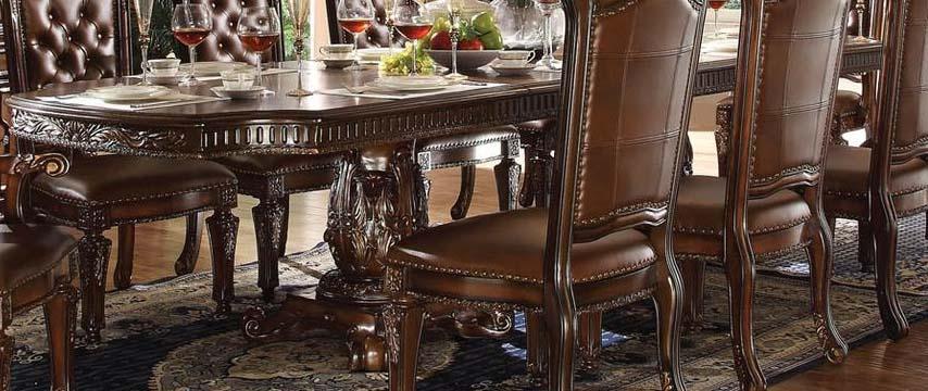 Acme Vendome Double Pedestal Dining Table with Two Leaves in Cherry 62000 image