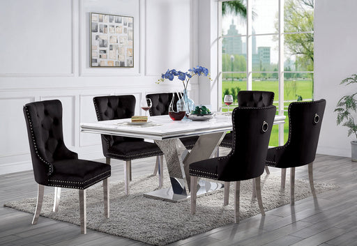 VALDEVERS 7 Pc. Dining Table Set, Black Chairs image
