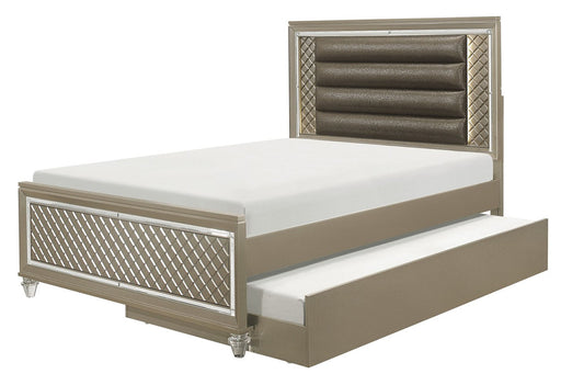 Homelegance Furniture Youth Loudon Twin Platform with Trundle Bed in Champagne Metallic image
