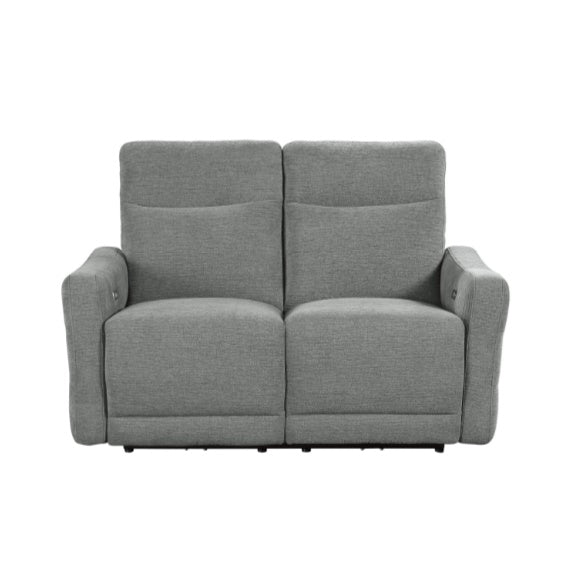 Homelegance Furniture Edition Power Double Lay Flat Reclining Loveseat in Dove Grey 9804DV-2PWH image
